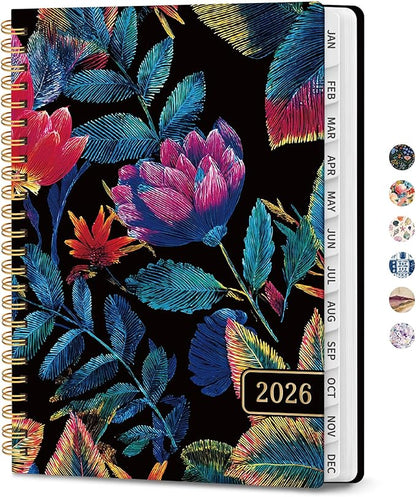 2026 Planner, Weekly and Monthly Planner for Women, Jan 2026 - Dec 2026 Pretty 2026 Calendar Planner with Monthly Tabs, Inner Pocket, Spiral Binding, Perfect for Office Home School - 6.3" x 8.5", Neon Tropics