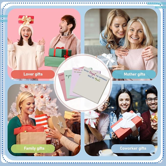 Yinder 24 Pcs Employee Appreciation Sticky Notes Xmas Gift Bulk Motivation Note Pads Mini Inspirational Note Gift for Teacher Nurse Staff Coworker Office Supply 3 x 3'' (Appreciation,Artistic)