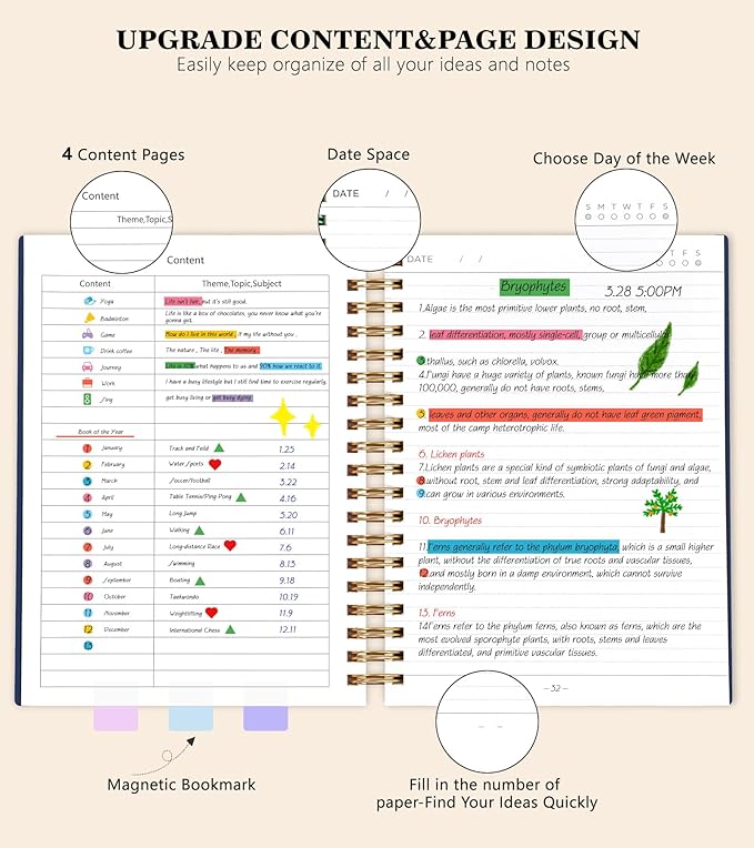 Spiral Notebook Journal College Ruled 8.5''x 11'', 360 Pages Lined Thick Journals for Women Men, A4 Large Spiral Notebooks with 100GSM Paper, Spiral Journaling for Writing Work, School Blue