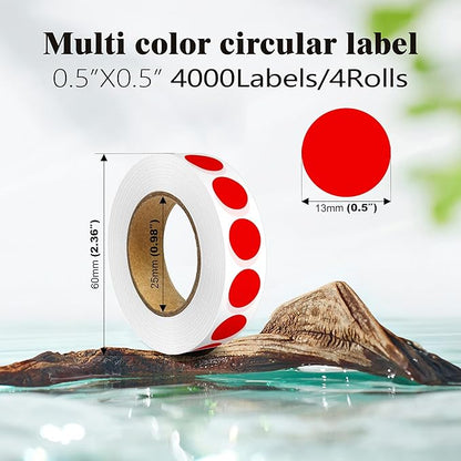 4000PCS 1/2" Small Round Dot Stickers，0.5 Inch 4 Rolls Color Coding Labels Dots,Red Stickers for Home Decorative, Retail, Manufacturing, Recreation,Tiny Circle Labels