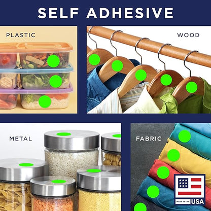 Fluorescent Green 1-Inch Circle Dot Stickers – 1,000 Round Adhesive Labels per Roll, Colored Stickers for Garage Sale Price Tags, Classroom, Inventory, Office & Yard Sale Supplies, Made in USA