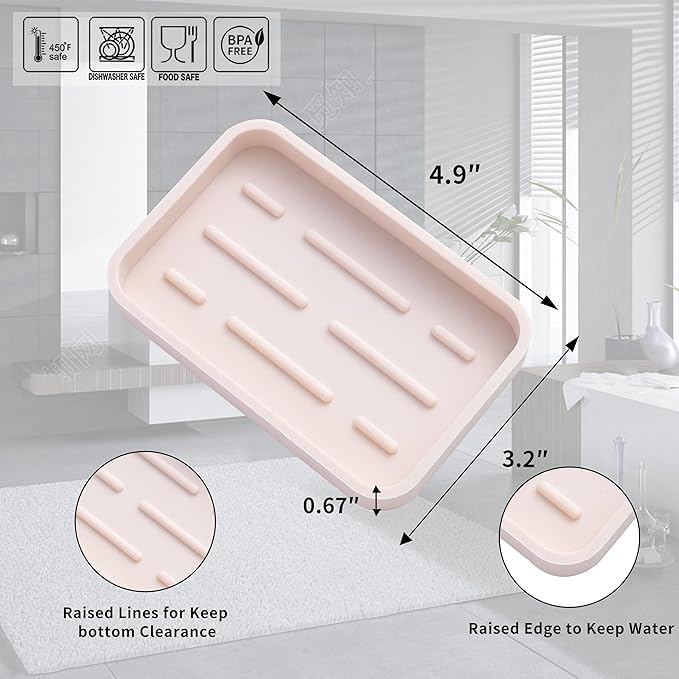 Silicone Kitchen Sink Organizer Tray for Multiple Usage,Easy Clean Sponges Holder for Kitchen Bathroom Counter or Sink,Dish Soap Dispenser,Scrubber,Bottle,Cup Tapioca 4.9”x 3.2”