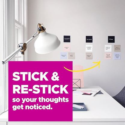 Post-it Super Sticky Notes, 3 Lined Note Pads, 4 x 6 in., 2X The Sticking Power, School Supplies and Office Products, Sticky Notes for Vertical Surfaces, Monitors, Walls and Windows, Simply Serene