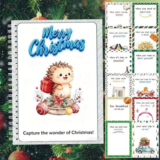 Semyifu Christmas Gift Card Book - Surprises on Every Page, DIY Spiral-Bound Merry Christmas College Survival Kit, Greeting Card Book for Students & Graduation Gifts (S24)