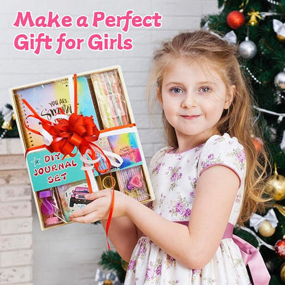 DIY Journal Kit for Girls/Teen/Tween, 2 PC Stationery | Scrapbook | Diary | Journaling Art Crafts Supplies Set, Christmas | Birthday Gift for 8 9 10 11 12 13 14 Year Old Girl Ideas