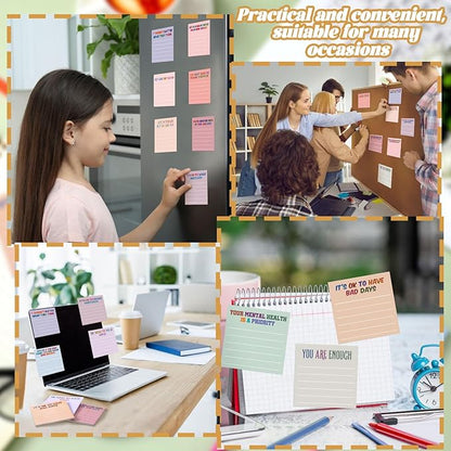Yinder 24 Pcs Inspirational Sticky Notes Christmas Stocking Stuffers Motivational Sticky Notes Pad Employee Appreciation Gift Bulk for Teacher Nurse Coworker Office 3 x 3'' (Mental Health,Aesthetics)