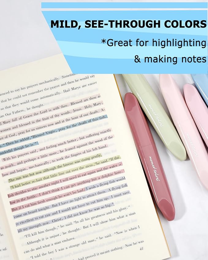 Aesthetic Lipstick-shaped Highlighters - Assorted Colors With Soft Chisel Tip, No Bleed Bible Highlighter Pastel, Unique Design