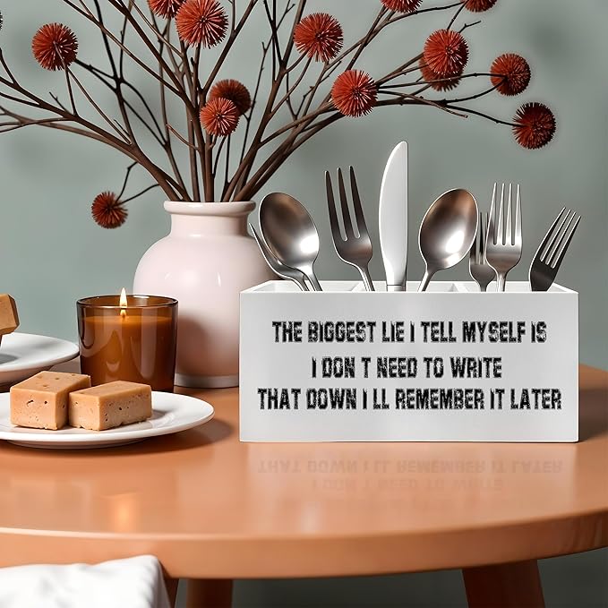 Funny Pencil Pen Holder for Desk, Retro Humorous Wooden Pencil Holder Organizer for Home Office Desk Accessories, Funny Office Gifts for Coworkers Women Men