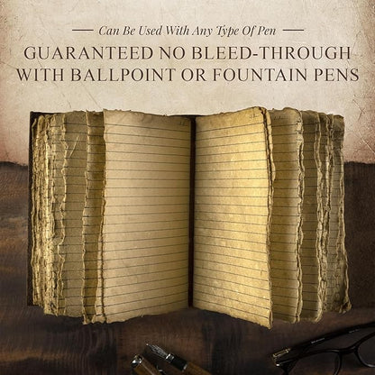 Vintage Leather Journal Lined Pages with Key - Antique Handmade Deckle Edge Vintage Paper Leather Bound Journal - Book of Shadows Journal - Leather Sketchbook - Drawing Journal - Great Gift