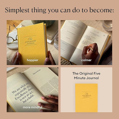 Intelligent Change The Five Minute Journal, Original Daily Gratitude Journal 2025, Manifestation Journal for Mindfulness, Undated Daily Journal with Gold Foiling, Plastic-Free, Yellow