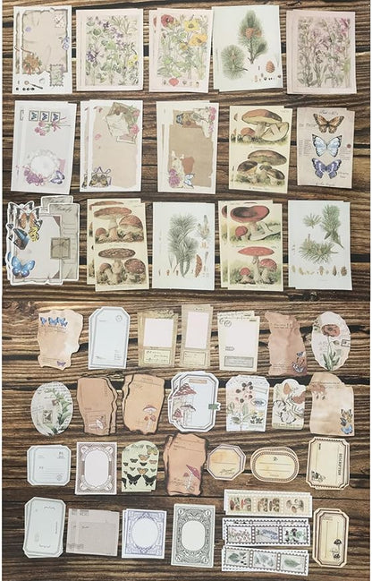 200PCS Vintage Scrapbooking Supplies Kit for Journaling, Scrapbook Sticker Paper Pack for for Bullet Journals Junk Journal Planners Aesthetic Cottagecore Room Decor Wall Art Collage Album (Nature)