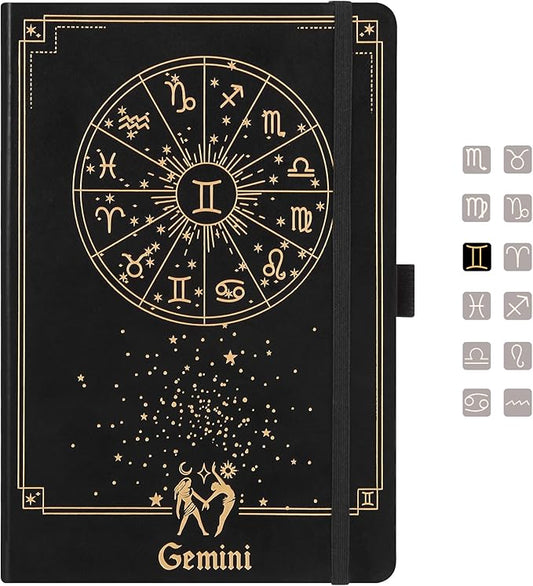 Gemini Zodiac Astrology Undated Monthly Weekly Daily Planner Journal Hardcover A5 5.7" x 8.3" 160 Pages 100GSM Paper 2025 2026 2027 Holidays Calendar