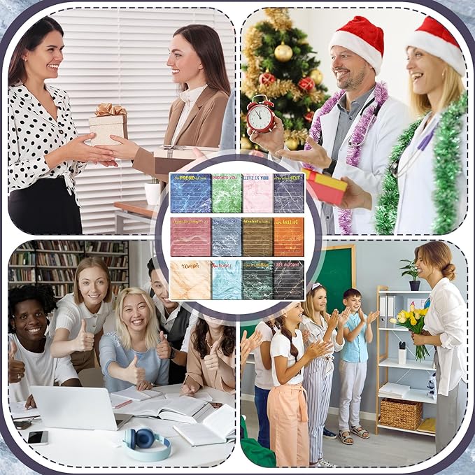 Yinder 24 Pcs Inspirational Sticky Notes Christmas Stocking Stuffers Motivational Sticky Notes Pad Employee Appreciation Gift Bulk for Teacher Nurse Coworker Office 3 x 3'' (Appreciation,Marble Color)
