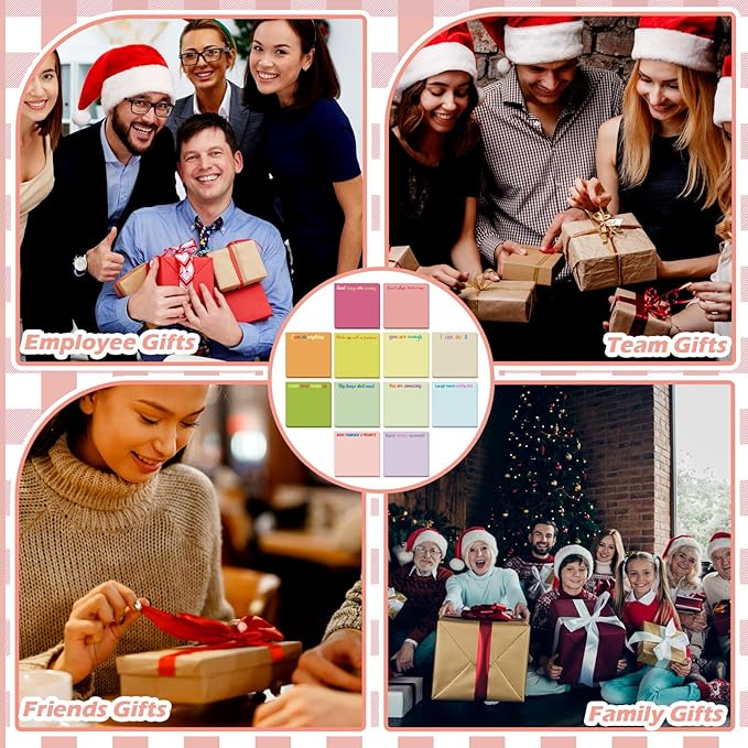 Yinder 24 Pcs Inspirational Sticky Notes Christmas Stocking Stuffers Motivational Sticky Notes Pad Employee Appreciation Gift Bulk for Teacher Nurse Coworker Office 3 x 3'' (Inspire,Macaron Colors)
