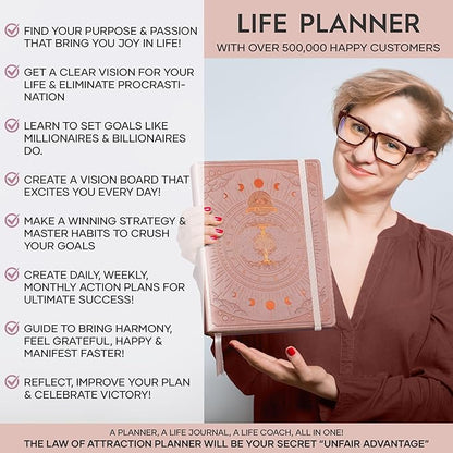 2026 Planner Weekly and Monthly | Law of Attraction Planner with Panduo App | A 12 Month Journey for Productivity, Gratitude & Goal Setting | Includes Foldable Vision Board, Gift Box & Stickers