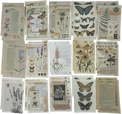 200PCS Vintage Scrapbooking Supplies Kit for Journaling, Scrapbook Sticker Paper Pack for for Bullet Journals Junk Journal Planners Aesthetic Cottagecore Room Decor Wall Art Collage Album (Nature)