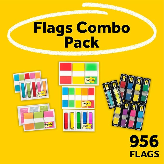 Post-it Flags and Tabs Value Pack, Ultimate Business and Study Pack, 956 Various Flags for Organization (683-AVP-SIOC)