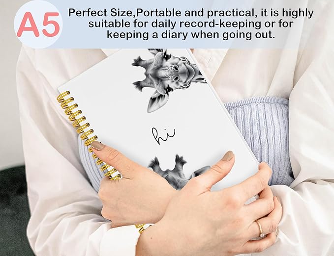 Giraffe Gifts,Giraffe Notebook Journal,Cute Giraffe Gifts for Women Teen Girls Kids,Animal Lover Gifts for Kids,Travel Journal Diary,Hardcover Spiral Notebooks for Writing,5.5x8.3 Inch