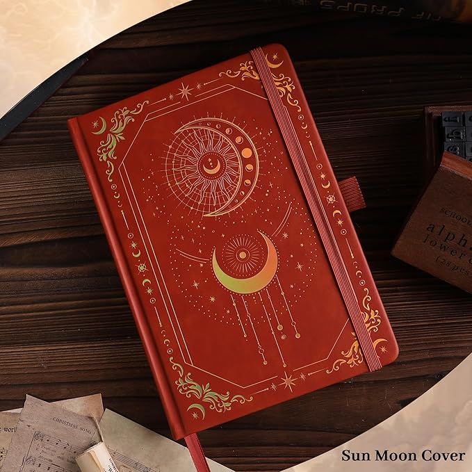 TIEFOSSI Bullet Dot Journal, 160gsm 190 Numbered Pages Bullet Dot Grid Journal for planner, Diary for Work & Sketching, A5 Hardcover Leather Journal for Writing Women Men