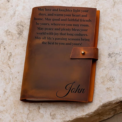 Personalized Christian Prayer Journal for Men & Women – Engraved Leather Bible Study Journal with Scripture & Cross – Refillable A5 Devotional Custom Notebook – Faith, Graduation, and Gratitude Gift