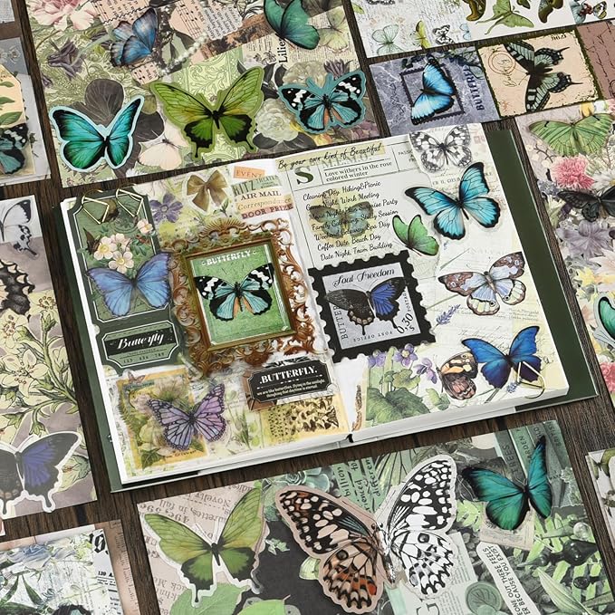 Scrapbooking Supplies Kit: Vintage Aesthetic Scrapbook Kit, Junk Journal Supplies with Scrapbook Stickers Paper, Journaling Supplies, Birthday Craft Gift for Adult Teen Girls Kid, Forest Tales