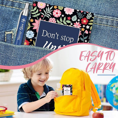 Yeaqee 72 Pcs Motivational Pens Notepads Gifts Set Inspirational Quote Ballpoint Pen Small Notebook Mini Journal Bulk Present Idea for Teacher Coworker Gifts Women Office School(Inspiring)