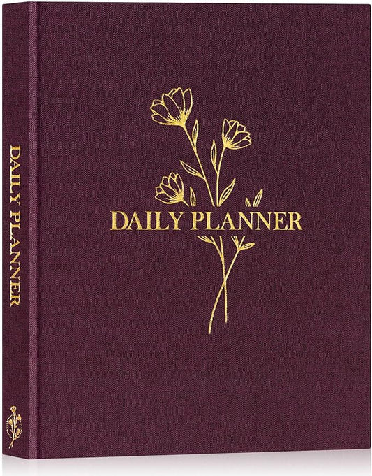 Lanpn Undated Daily Planner Hourly Schedule Notebook, 196 Pages 2 Page per Day To Do List Notebook Notepad Appointment Work Planner, Hardcover Daily Journal Organizer Book For Women 7.7" x 9.3" Purple