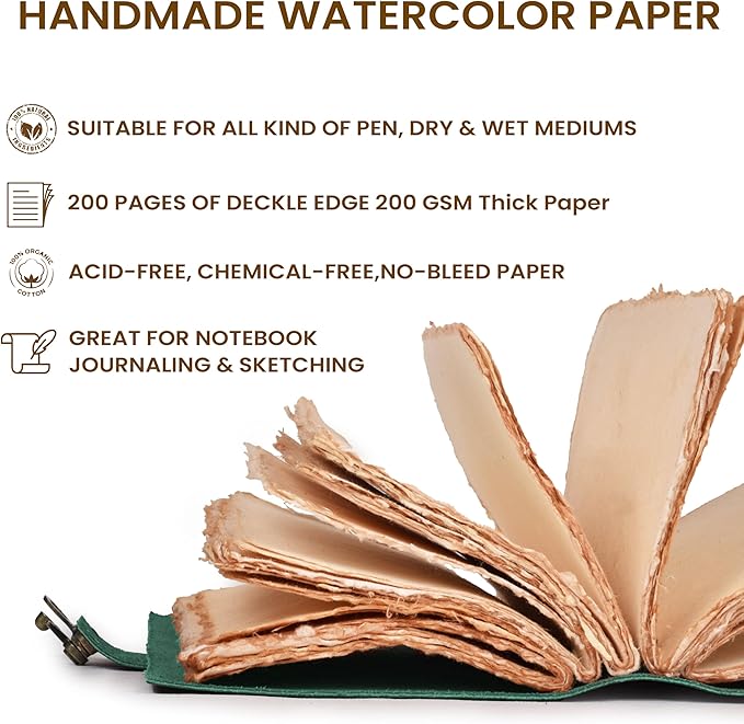 LEATHER VILLAGE Leather Bound Vintage Journal for Women & Men - Book of Shadows - Lock Closure - 200 Pages of Antique Deckle Edges Handmade Paper - Turquoise Color - 7 X 5 inches