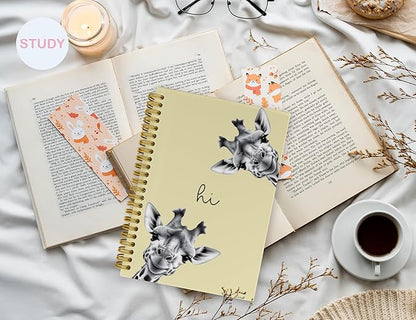 Giraffe Notebook Journal,Yellow Cute Animal Notebook Journal for School Women Teen Girls Kids,Gifts for Giraffe Lovers,Hardcover Spiral Notebooks for Work Notes Journaling,5.5x8.3 Inch