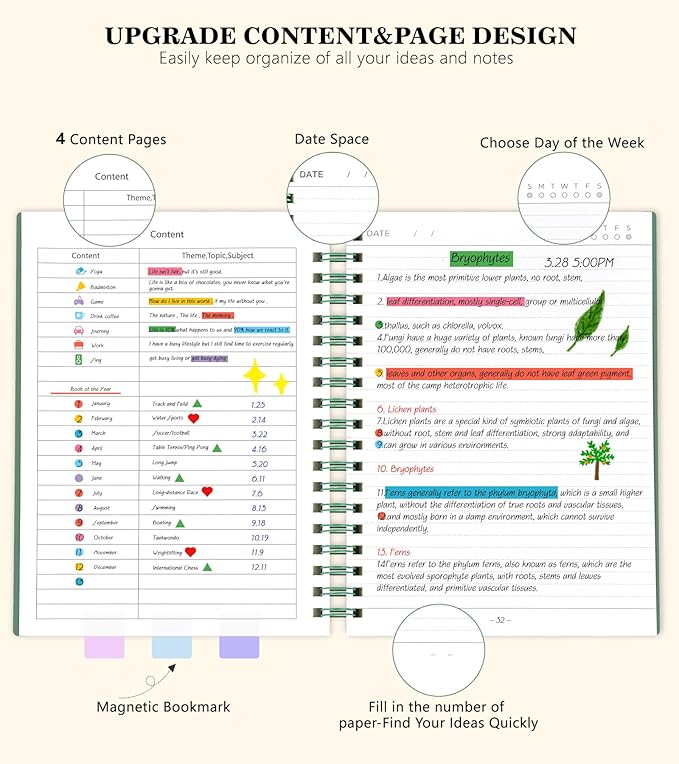 Spiral Notebook Journal, 360 Pages College Ruled Notebooks, Lined Thick Journals for Women Men,B5 Big Spiral Notebooks with 100GSM Paper, Spiral Bound Journal for Writing Work School Green 7.6"×10"