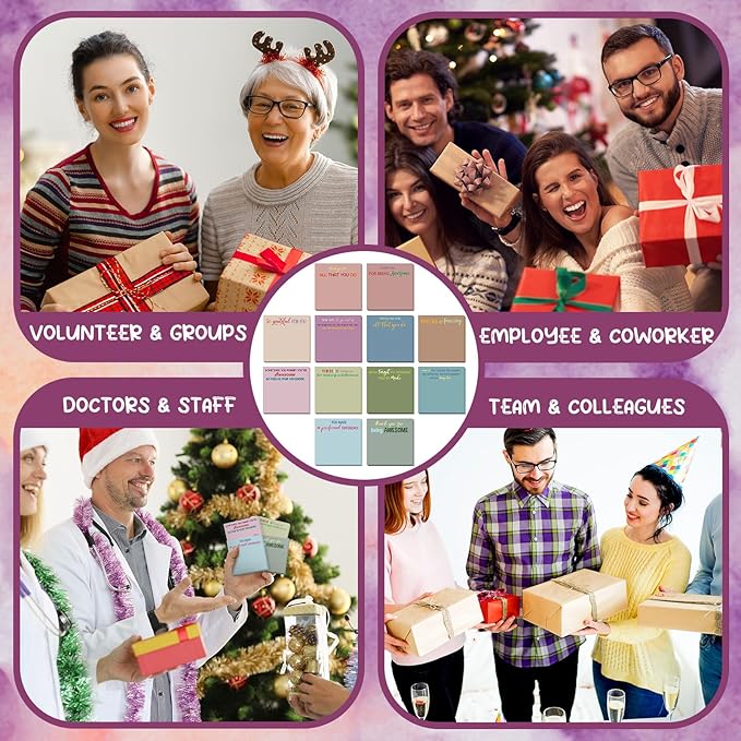 Yinder 12 Pcs Employee Appreciation Sticky Notes Xmas Gift Bulk Motivation Note Pads Mini Inspirational Note Gift for Teacher Nurse Staff Coworker Office Supply 3 x 3'' (Appreciation,Morandi)