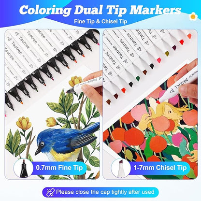 Taotree Alcohol Markers 121 Colors Dual Tips Art Markers Sketch Pens Set, Art Supplies Kit, Drawing Pens Set for Adult Coloring Books Painting, Sketching, Christmas Gifts for Teens Girls Boys Artists
