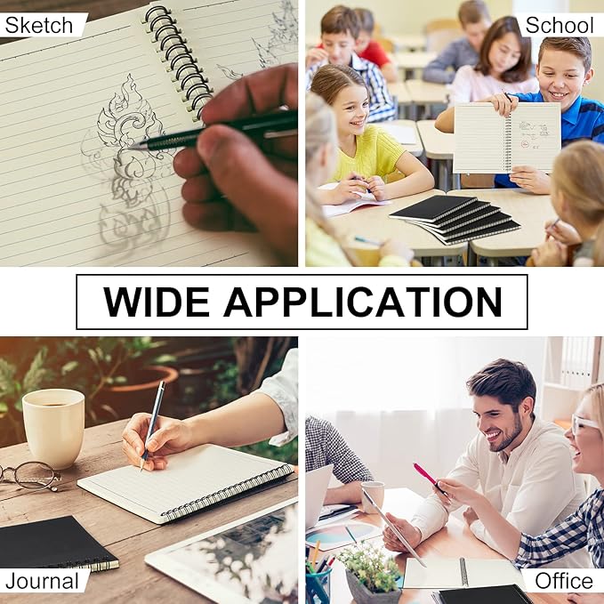 Yahenda Spiral Notebook Bulk A5 Journal Lined 8.3'' x 5.5'' Writing Composition Paper Small Notepad Subject Notebook for Students Office Business Back to School Supplies(Black,54 Pcs)