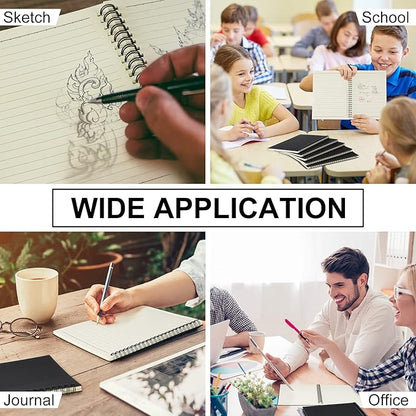 Yahenda Spiral Notebook Bulk A5 Journal Lined 8.3'' x 5.5'' Writing Composition Paper Small Notepad Subject Notebook for Students Office Business Back to School Supplies(Black,54 Pcs)