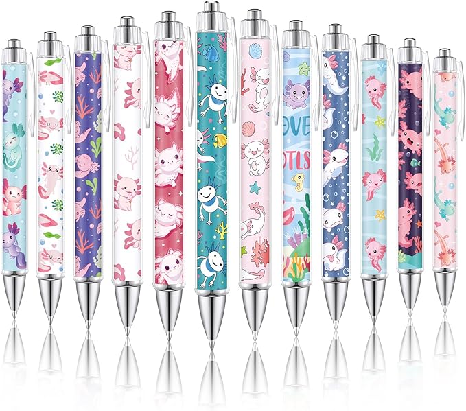 12 Pcs Christmas Axolotl Ballpoint Pens Cute Axolotl Black Ink Fancy Pens 1.00 mm Fine Point Smooth Writing for Journaling Aesthetic Office Supplies Party Favors Gift for Birthday