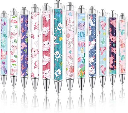 12 Pcs Christmas Axolotl Ballpoint Pens Cute Axolotl Black Ink Fancy Pens 1.00 mm Fine Point Smooth Writing for Journaling Aesthetic Office Supplies Party Favors Gift for Birthday