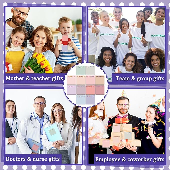 Yinder 24 Pcs Inspirational Sticky Notes Christmas Stocking Stuffers Motivational Sticky Notes Pad Employee Appreciation Gift Bulk for Teacher Nurse Coworker Office 3 x 3'' (Thank You,Aesthetics)