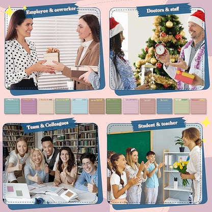 Yinder 24 Pcs Inspirational Sticky Notes Christmas Stocking Stuffers Motivational Sticky Notes Pad Employee Appreciation Gift Bulk for Teacher Nurse Coworker Office 3 x 3''(Appreciation,Morandi Color)
