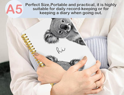 Cute Koala Notebook Journal,Cute Animal Notebook Journal for School Women Teen Girls Kids,Gifts for Koala Lovers,Hardcover Spiral Notebooks for Work Notes Journaling,5.5x8.3 Inch