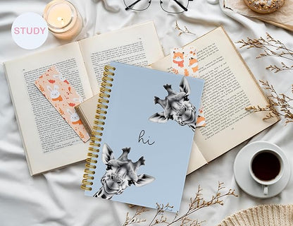 Giraffe Notebook Journal,Blue Cute Animal Notebook Journal for School Women Teen Girls Kids,Giraffe Gifts for Animal Lovers,Hardcover Spiral Notebooks for Work Notes Journaling,5.5x8.3 Inch