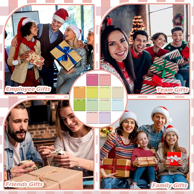 Yinder 24 Pcs Inspirational Sticky Notes Christmas Stocking Stuffers Motivational Sticky Notes Pad Employee Appreciation Gift Bulk for Teacher Nurse Coworker Office 3 x 3'' (Inspire,Macaron)