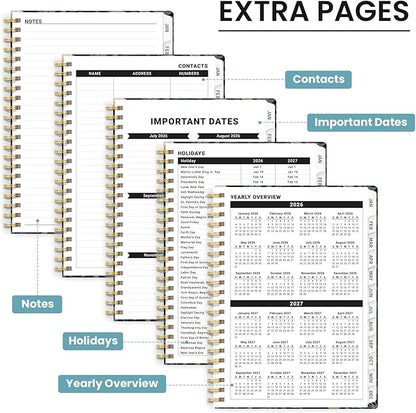 2026 Planner, Weekly and Monthly Planner for Women, January 2026 - December 2026, Hardcover 2026 Calendar Planner Book with Tabs, Inner Pocket, Spiral Bound, Perfect for Office Home School Supplies - A5 (6.3" x 8.5"), Jungle Peacock