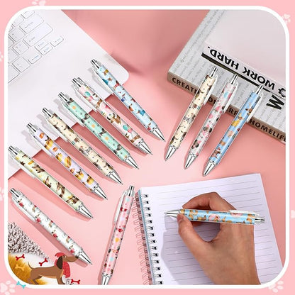 12 Pcs Dog Gifts for Dog Lovers Animal Lover Gift Office Gift Cute Fancy Dachshund Ballpoint Pen 1.0 mm Black Ink Pen for Students School Office Supplies Christmas