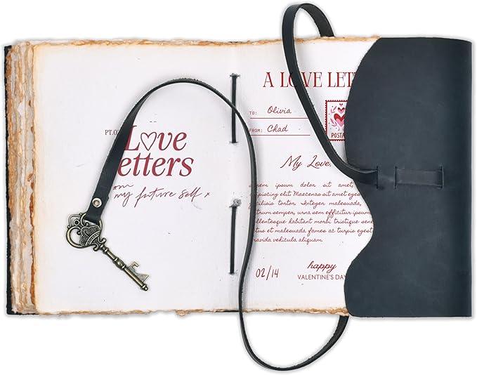 LEATHER VILLAGE Vintage Leather Journal – 200 Handmade Vintage Deckle Edge Paper – Leather bound Journal For Women Men – Vintage Key Closure - Book of Shadows - Blue - 10X7 inches