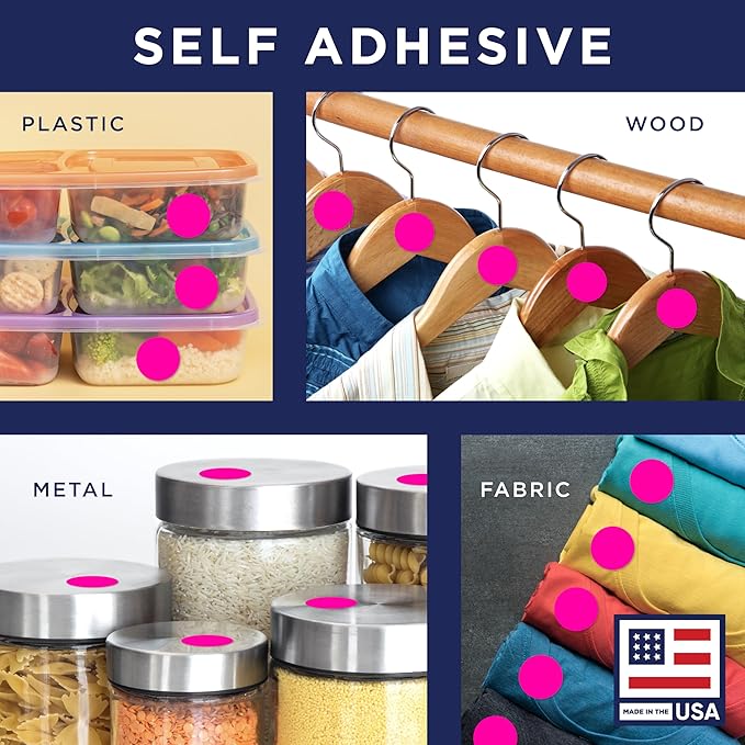 Fluorescent Pink 1-Inch Circle Dot Stickers – 1,000 Round Adhesive Labels per Roll, Colored Stickers for Garage Sale Price Tags, Classroom, Inventory, Office & Yard Sale Supplies, Made in USA