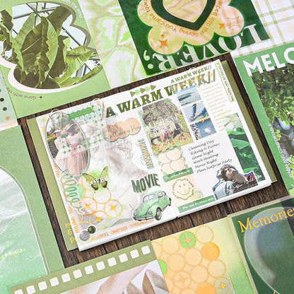 Scrapbooking Supplies Kit, Vintage Aesthetic Scrapbook Kit, Junk Journal Supplies with Scrapbook Stickers Paper, Journaling Supplies, Birthday Craft Gift for Adult Teen Girls Kid, Mist Island Poems