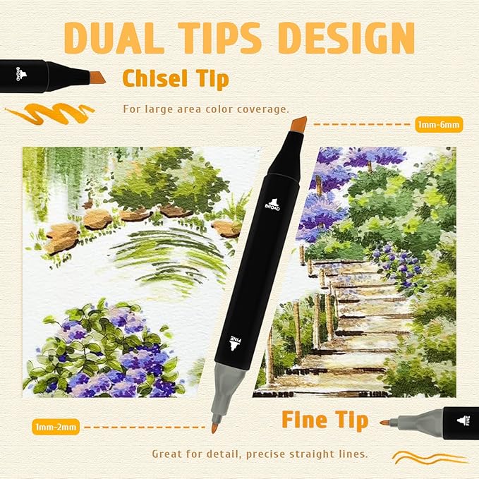 204 Colors Alcohol Markers with APP, Dual Tip Art Marker for Adults Coloring Books, Alcohol Based Ink Illustration Markers Set for Adult Artist Drawing Sketching Painting Lettering Cards