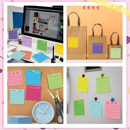 Yinder 24 Pcs Inspirational Sticky Notes Christmas Stocking Stuffers Motivational Sticky Notes Pad Employee Appreciation Gift Bulk for Teacher Nurse Coworker Office 3 x 3'' (Funny,Bright Color)