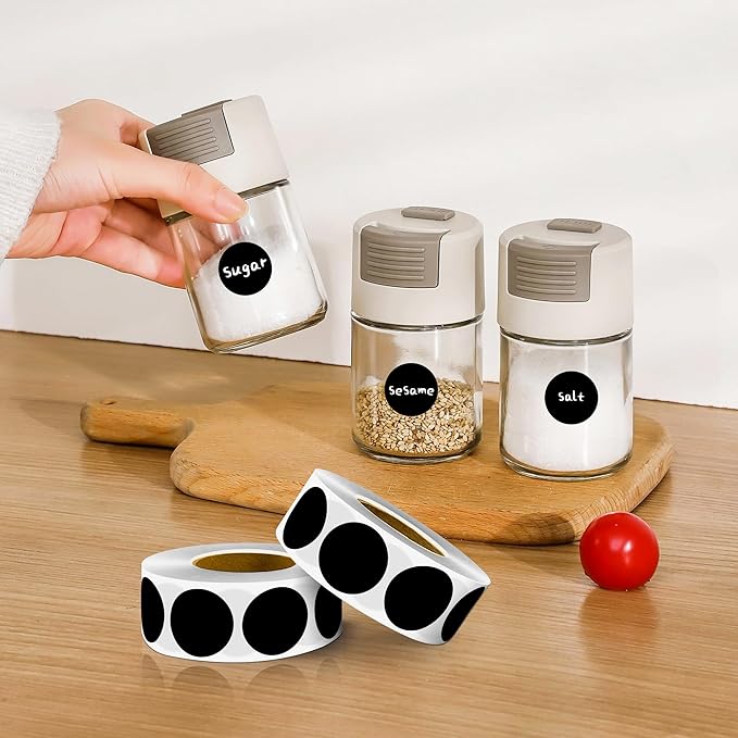 PARLAIM 4 Rolls 4000PCS 1 inch Round Color Coding Circle Dot Labels,Color- Coding Label Sticker for Home Office Classroom(Black)