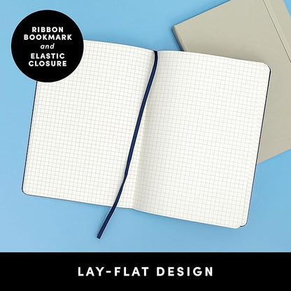 PAPERAGE Graph Paper Journal Notebook, (Dark Green), 160 Pages, Medium 5.6 in x 8 in - 100 GSM Thick Paper – Hardcover Grid Notebook for Work or School